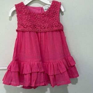 Pink baby dress with matching diaper cover